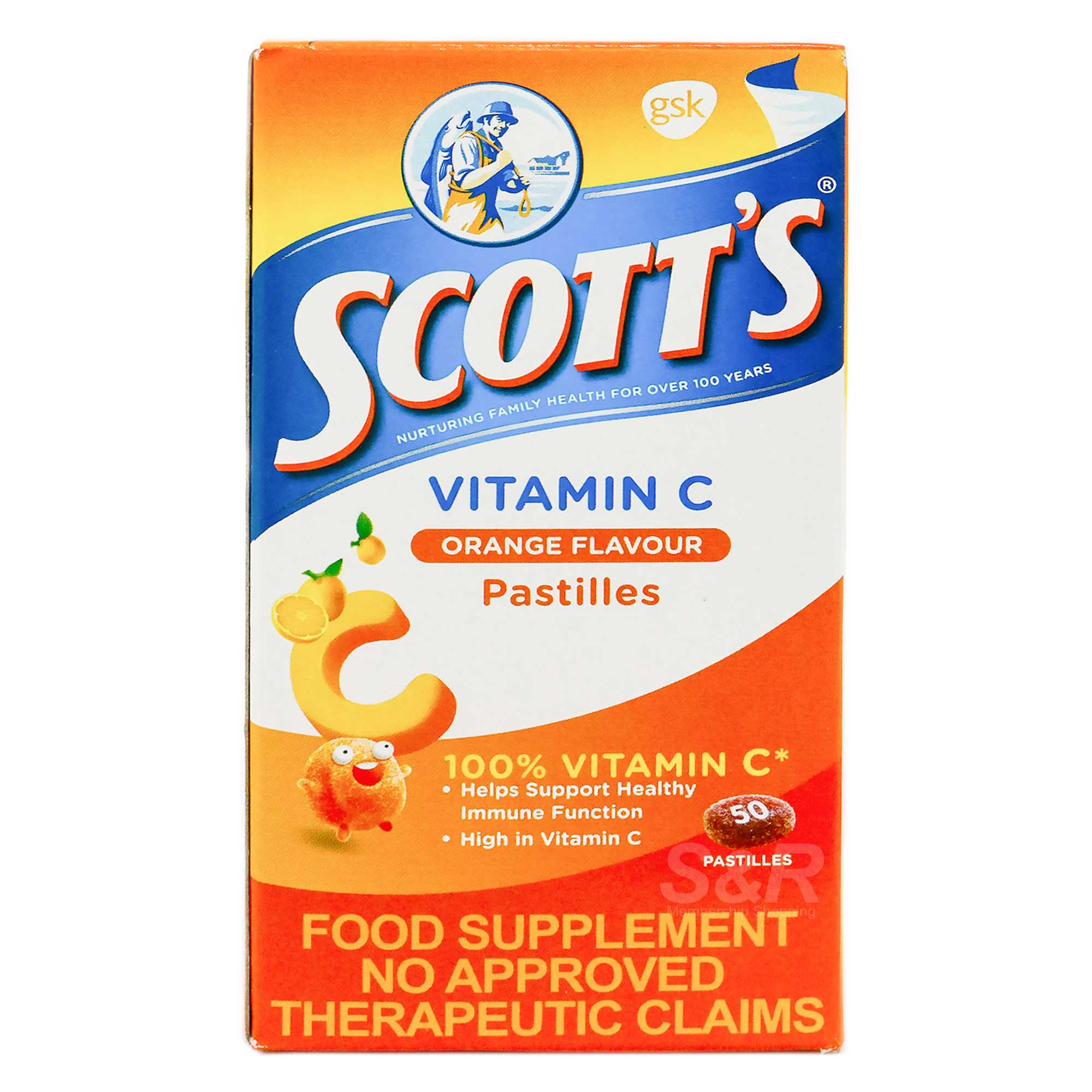 Scott's Vitamin C Orange Flavor Pastilles 100mg Scott's Vitamin C Orange Flavor Pastilles 100mg
